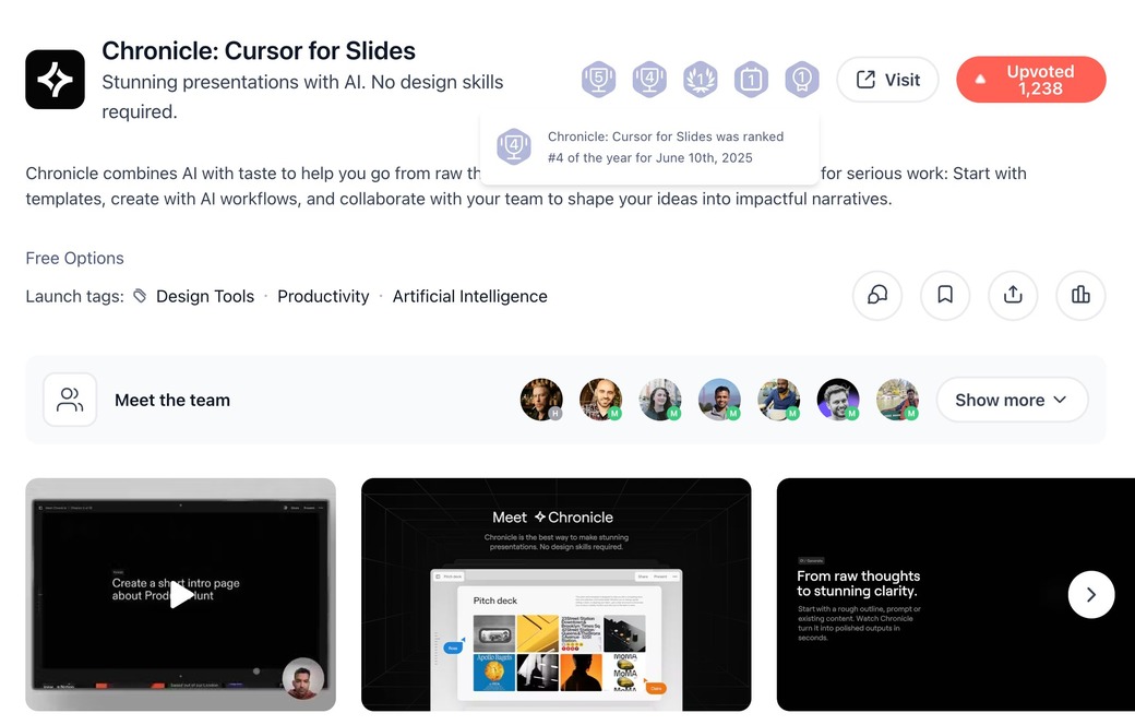 Chronicle #4 Product of the Year on Product Hunt